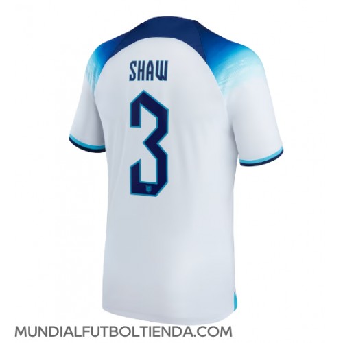 Camiseta Inglaterra Luke Shaw #3 Primera Equipación Replica Mundial 2022 mangas cortas